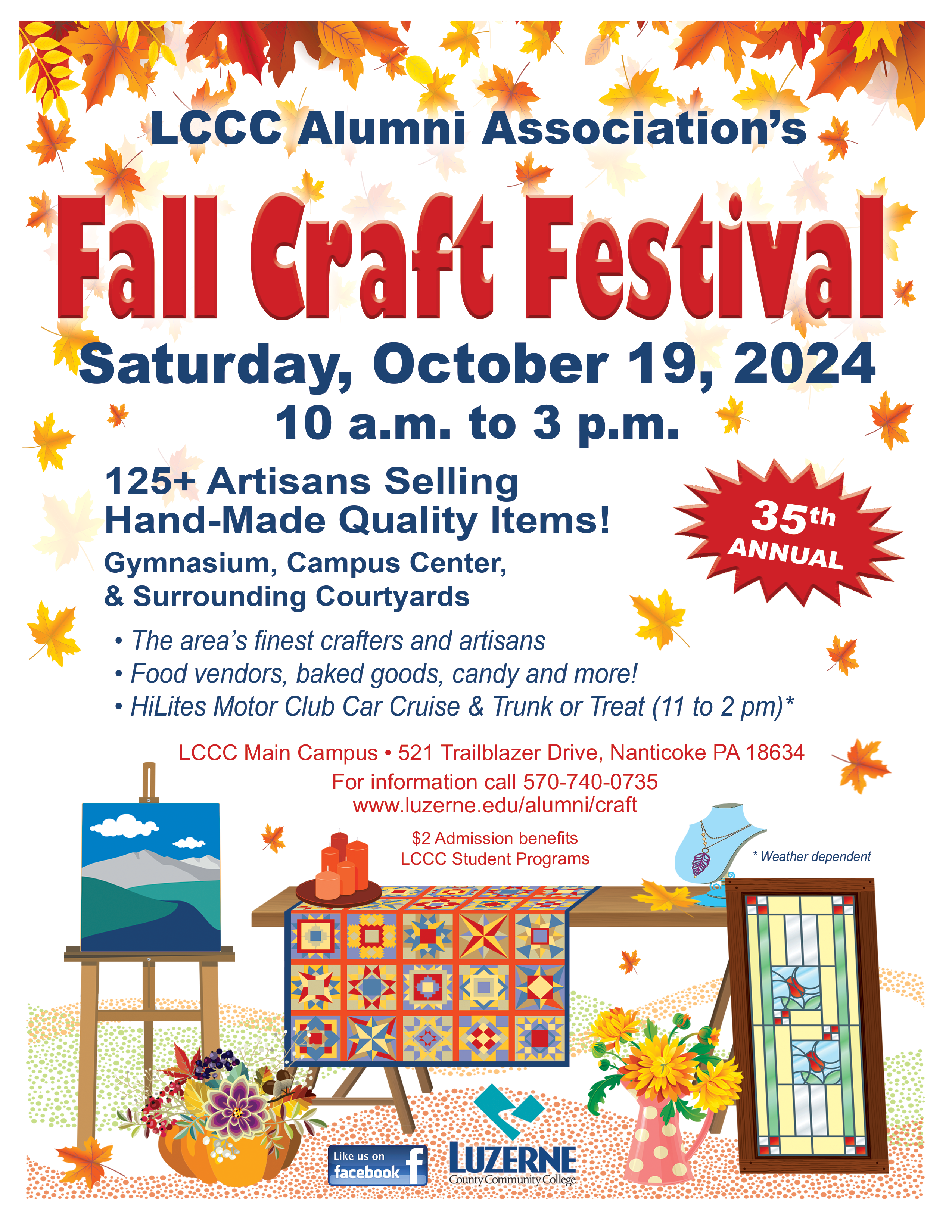 35th Annual Craft Festival, 10:00 a.m - 3:00 p.m, Hi-Lites Car Cruise and Trunk or Treat, 11:00 a.m - 2:00 p.m