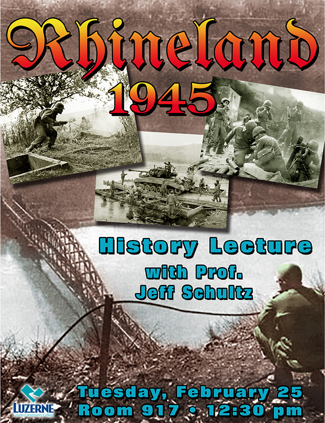 History lecture with Prof. Jeff Schultz, Rhineland 145, Room 917, 12:30 p.m