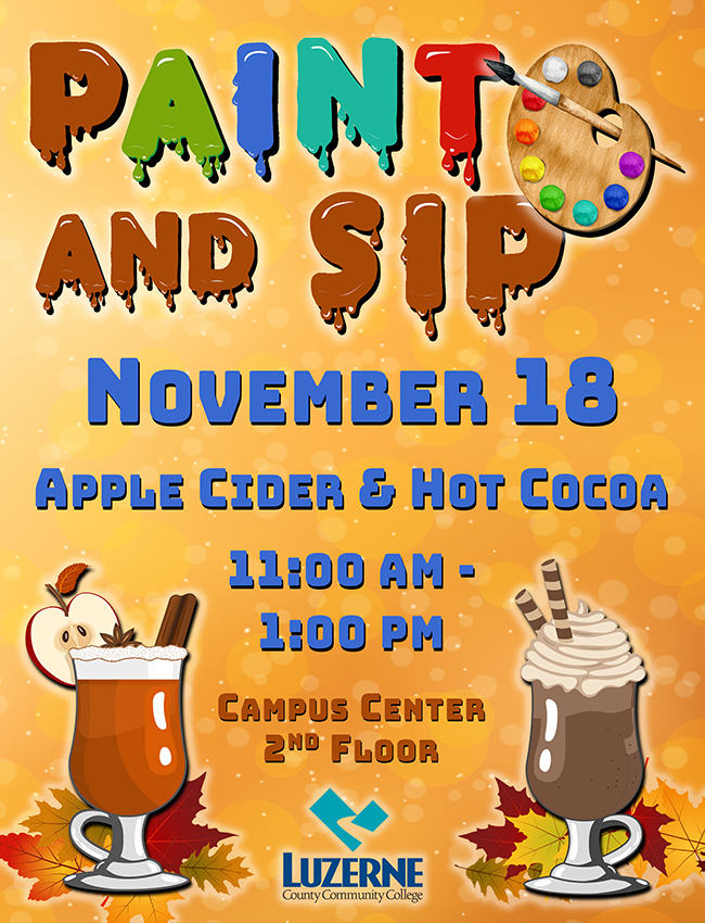 Paint and Sip Apple Cider & Hot Cocoa, Campus Center, 2nd Floor, Building 14